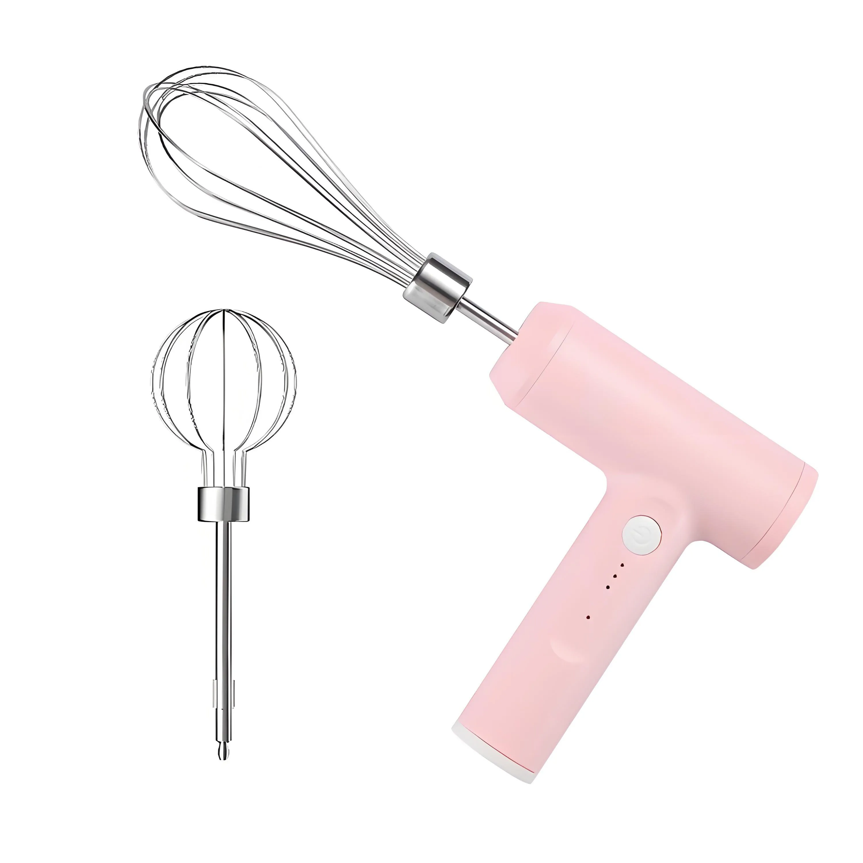 High-power Electric Egg Beater 3-speed Adjustable USB Charging Lantern Egg Beater Net + Long Stirring Net Pink/White/Black