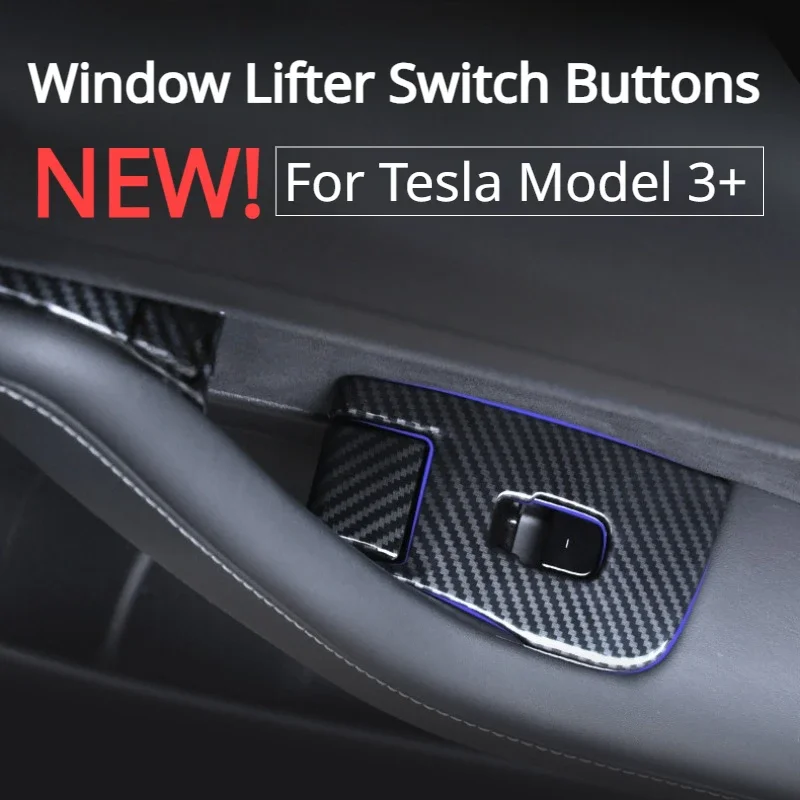 For Tesla Model 3 Y Window Door Pull Handle Lift Switch Button Frame Cover Trim Sticker Panel Model 3 Highland 2024 Accessories