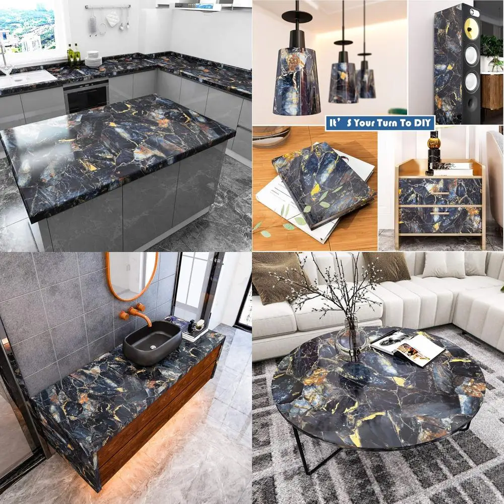 

Peel and Stick Blue Marble Wallpaper, 32x354 Inches, Waterproof for Kitchen Countertops and Bathroom Walls