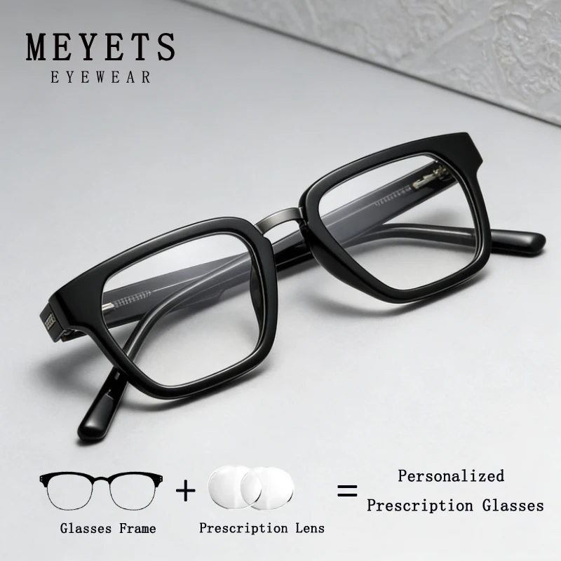MEYETS 2026 Vintage High Quality Brand Design Optic Prescription Glasses Men and Women Myopia/Hyperopia/Progressive Eyeglasses