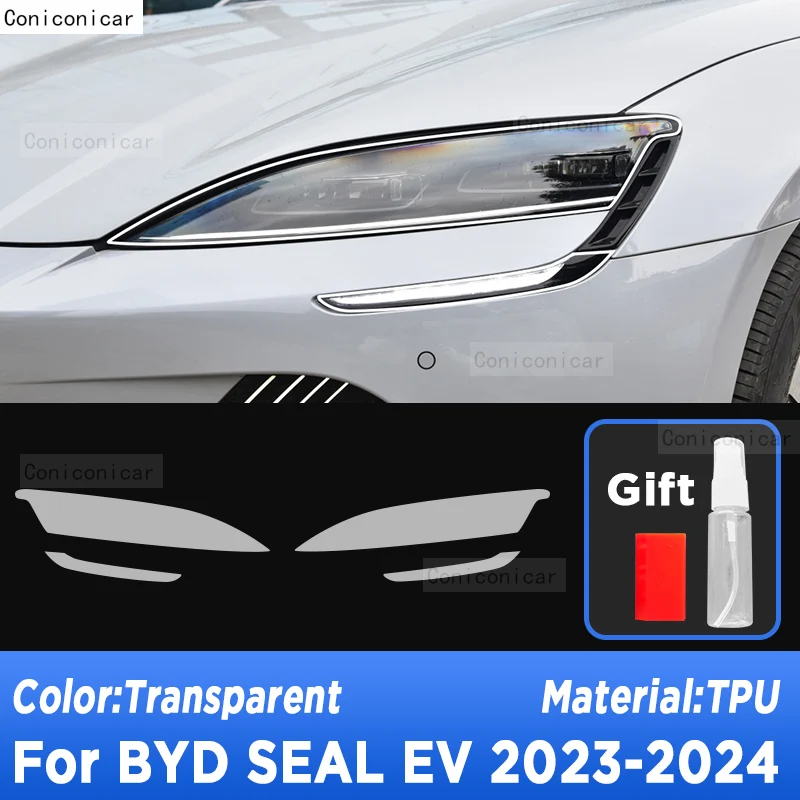 Car Headlight Protection Transparent Anti-Scratch Protective Film TPU Stickers For BYD SEAL EV Electric 2023 2024 Accessories