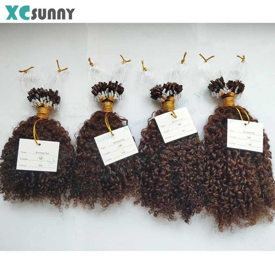 Micrlink Hair Extensions Human Hair Kinky Curly For Black Women Double Drawn Micro Ring Loop Hair Extensions Human Hair Color 4