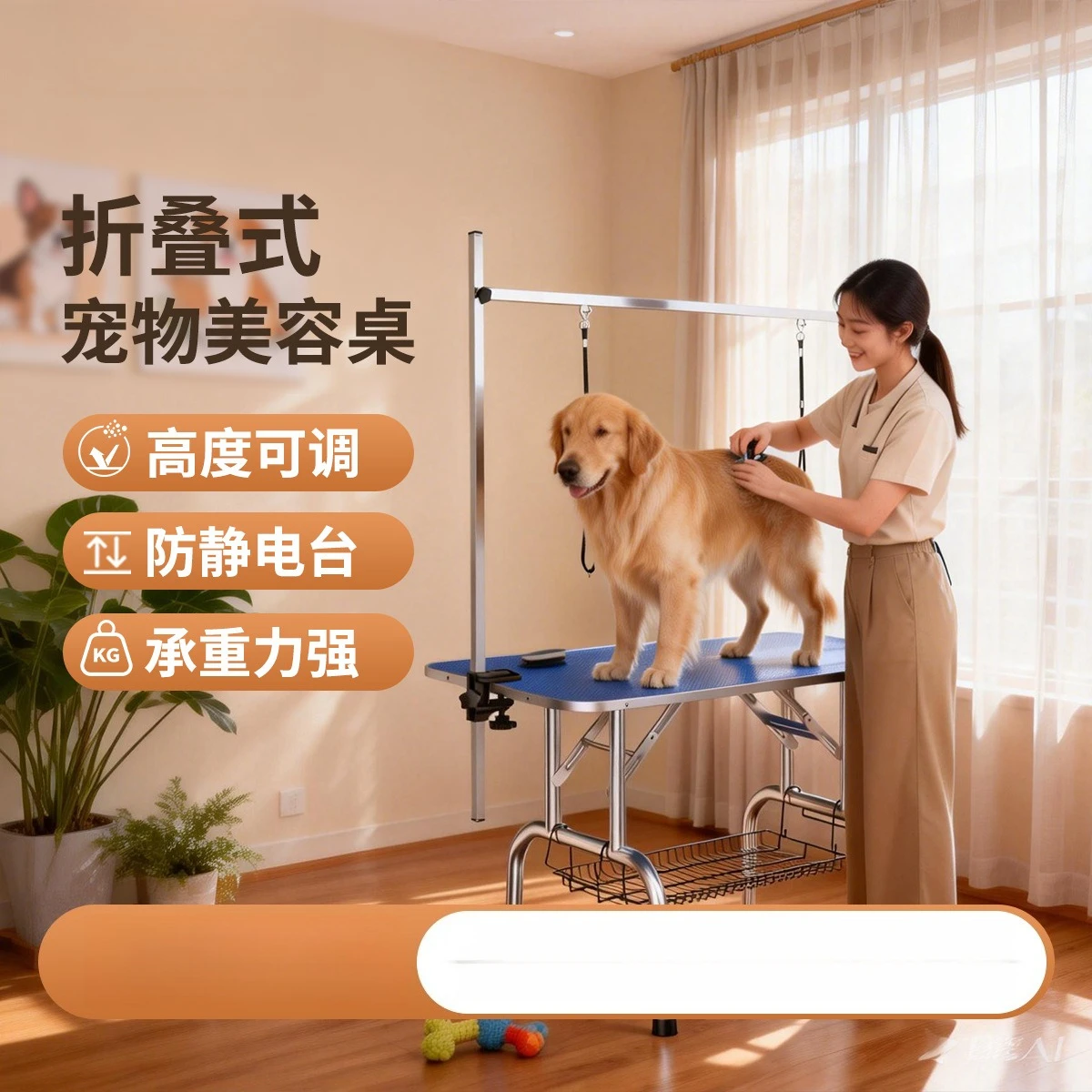 Pet grooming table dog size foldable bath hair dryer trimming household portable table