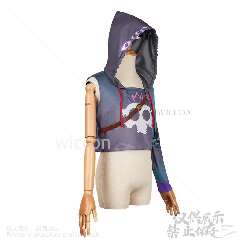 EKKO Anime Movie Arcane 2 Cosplay Game LoL Costume Shoulder Long Sleeve POLO Collar Hoodie Woman Man Gifts Cos Suit Customized