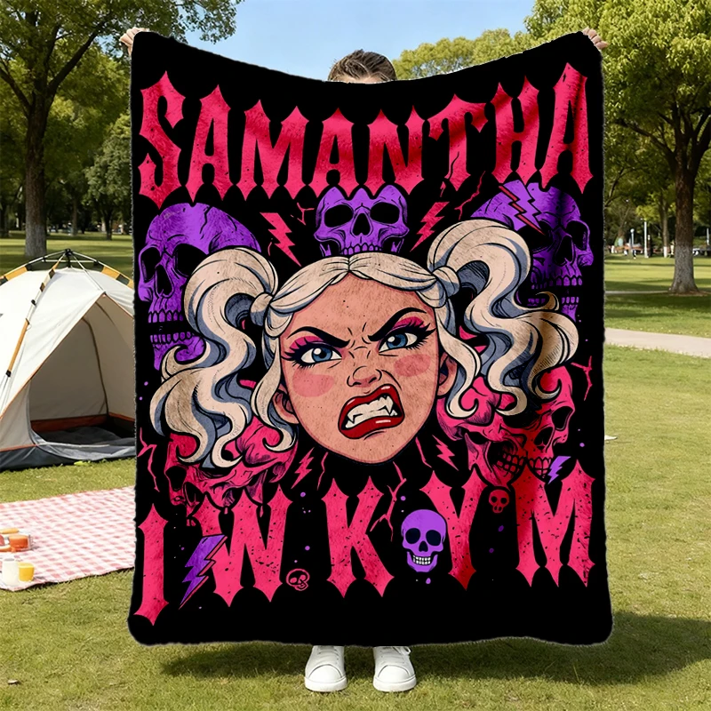 Samantha in K.Y.M Flannel Blanket, Dungeon Crawler Carl Flannel Blanket, DCC LitRPG Fantasy Book Lover Gift