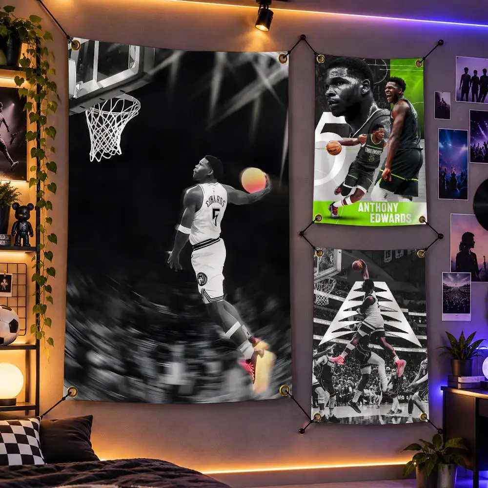 Basketball Anthony Edwards Star Dunk Flags Personalized Flag Room Dorm Camping Picnic Garage Bar Indoor Outdoor Wall Decor