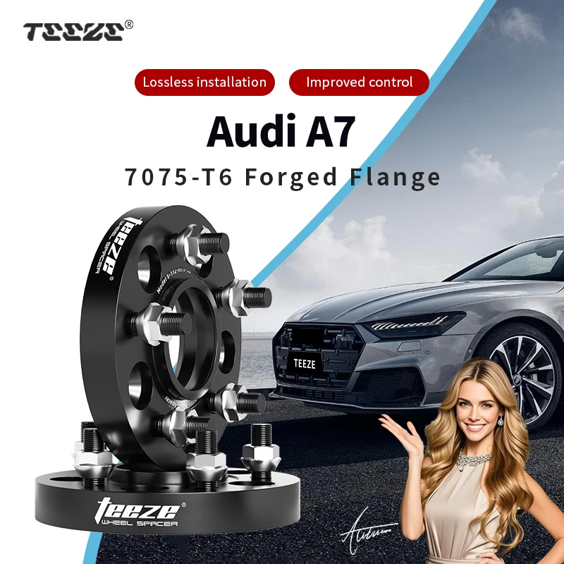 

Teeze 2/4pcs 5x112 66.6 M14 x 1.5 Hub Centric Black Forged wheel spacer For Audi A7 Flange Plate 15/20/25/30/35mm
