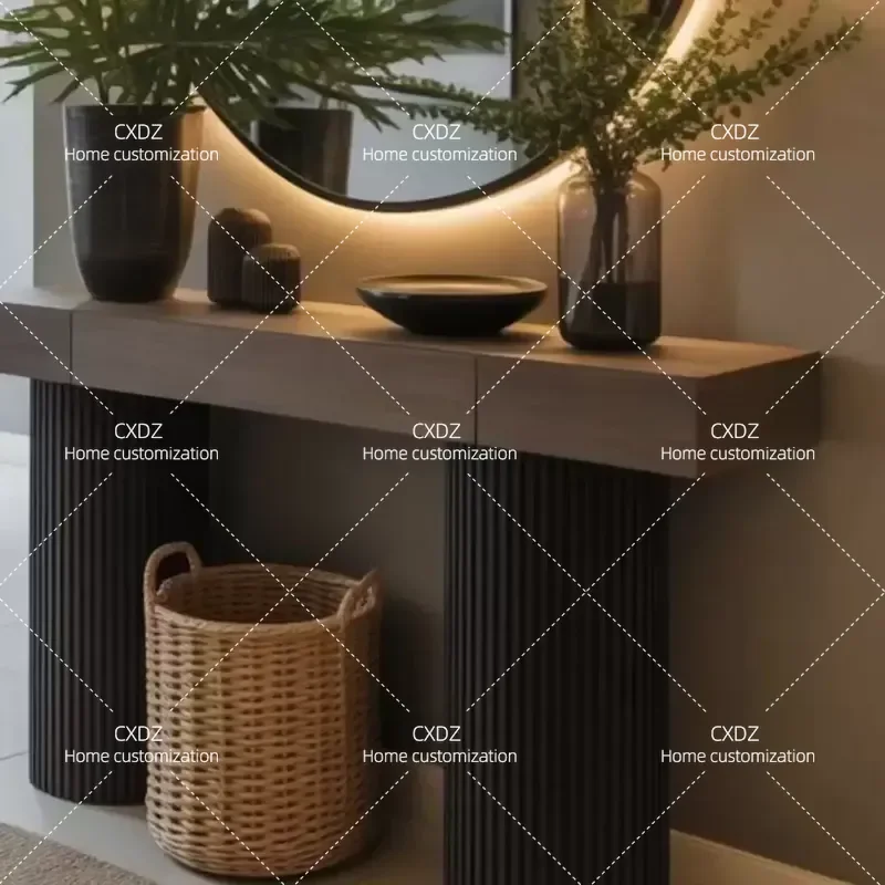 American Light Luxury Solid Wood Porch Table Modern Simple Living Room Entrance Hall Decorative Cabinet Against Wall Long