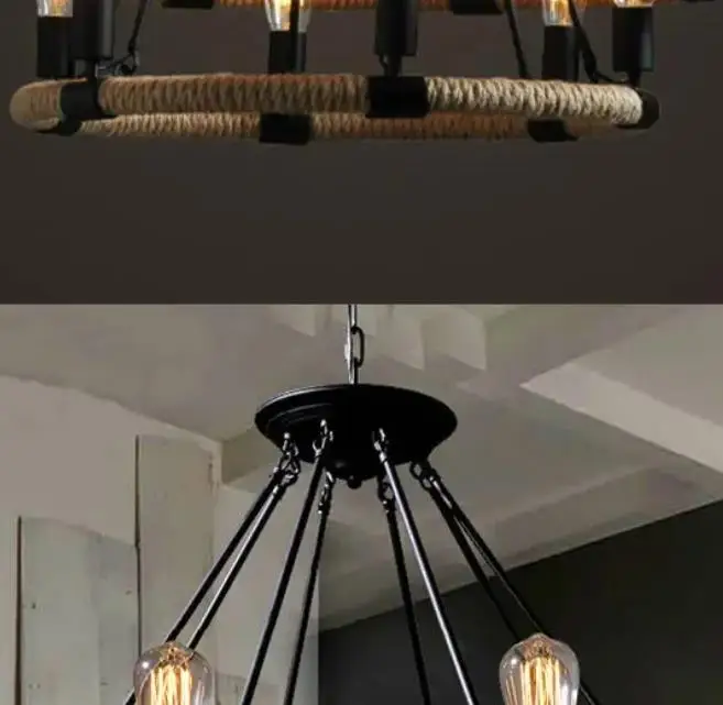 Retro Pendant Light Industrial Lighting Vintage Rope Pendant Light Vintage Edison Bulb Loft Rope Lampe Hanglamp Retro Ceiling