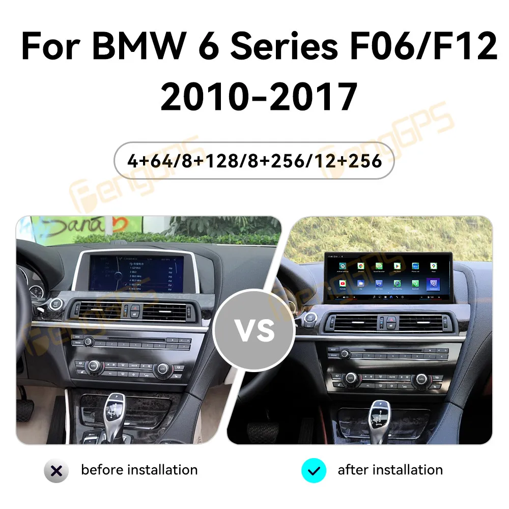 12.3 Inch Android 13 Car Radio CarPlay For BMW 6 Series F06 F12 2010-2017 Touch Screen Multimedia Player GPS Navigation DSP Auto