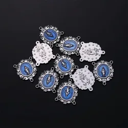 100 Pieces / Religious Saint Lucie Rosary Center Connector Trend Jesus Cross Pendant Medallion, Connector for Jewelry Making