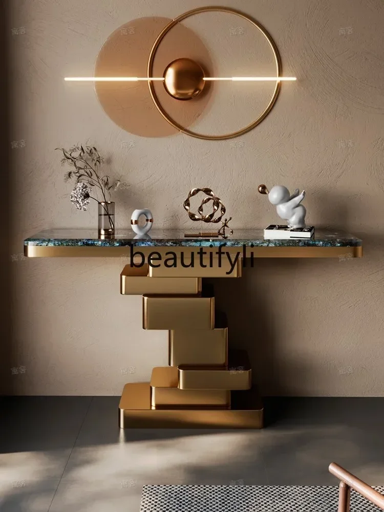 

Hotel entry luxury stone entrance table designer corridor art end scene table
