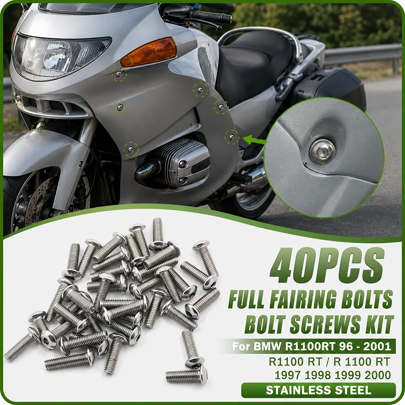 40PCS For BMW R1100RT 96 - 2001 Full Fairing Bolts Bolt Screws Kit R1100 RT / R 1100 RT 1997 1998 1999 2000 STAINLESS STEEL