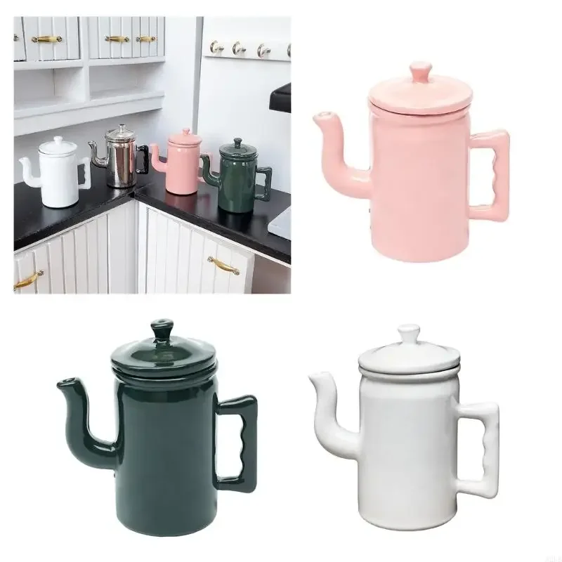 

Ретро масштаб 1/12, кукольные домики, металлический кофейник с откидной крышкой, миниатюрная кухонная мебель, металлический 15UB