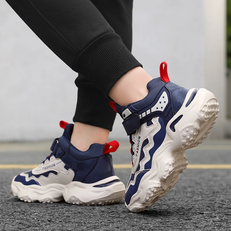 Fashion Children Sports Shoes Leather Comfortable Girls Boys Non-slip Running Shoes Outdoor Kids Casual Tennis Walking Sneakers