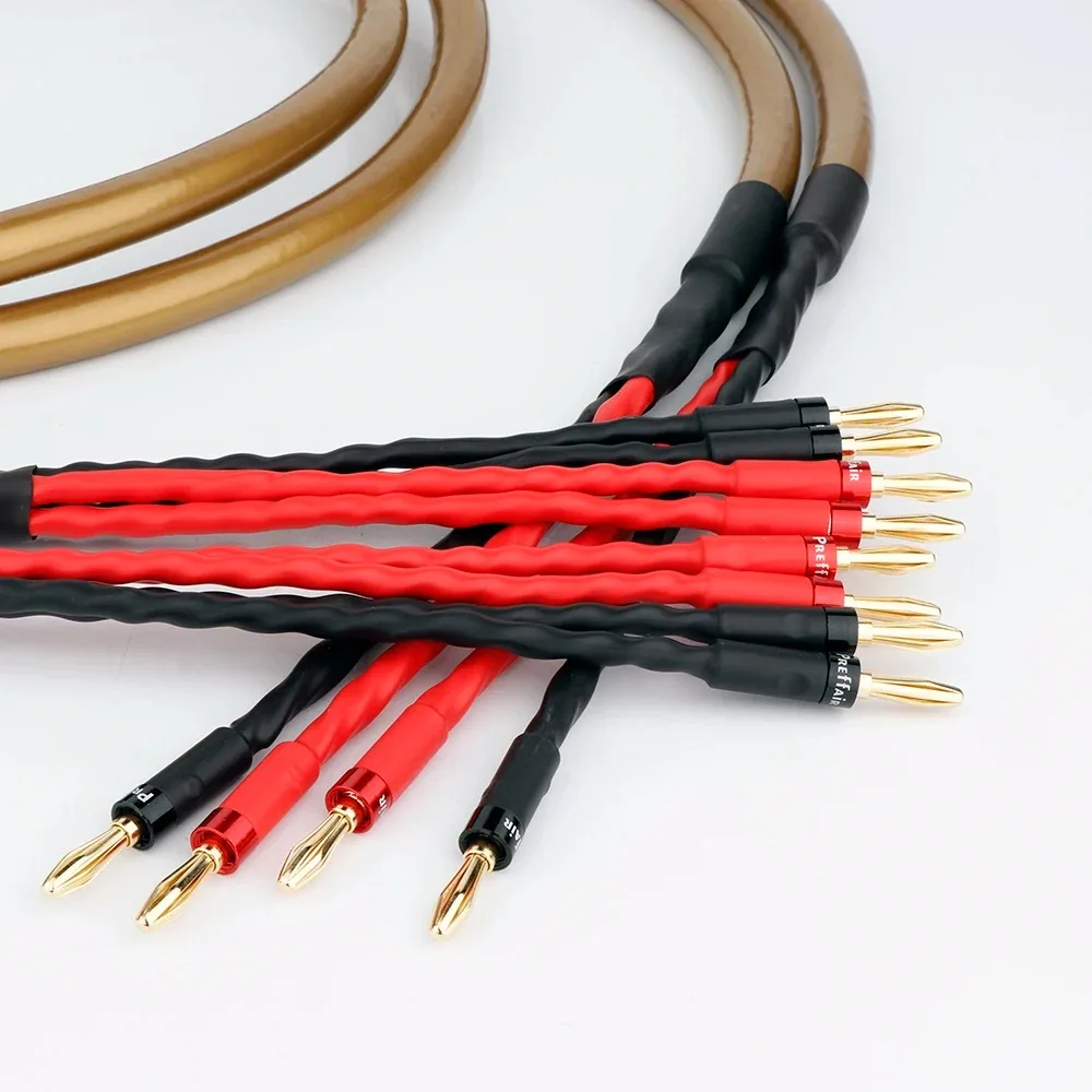 Paar Hexlink Luidsprekerkabel Golden Five 5-C 8Core OCC Koper Vergulde Banaan Naar Spade Plug Audio Luidsprekerkabel