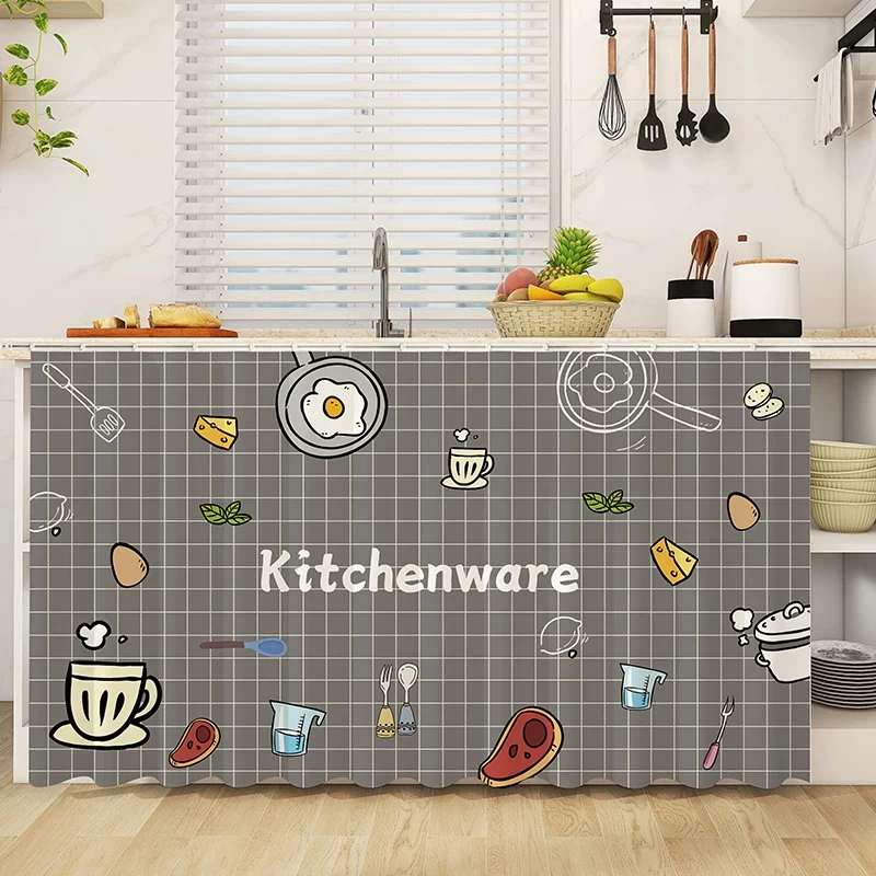 VIKAMA Cabinet Covering Curtain Kitchen Door Curtain Oil Proof, Waterproof, Dustproof Curtain Miscellaneous Covering Curtain