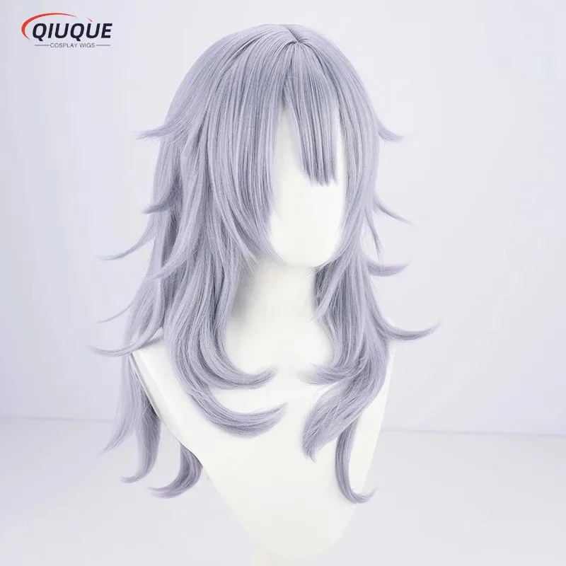 Nene 2025 VTuber NIJISANJI EN Nina Kosaka Cosplay Long Curly Light Purple Heat Resistant Synthetic Hair Wigs + Wig Cap view 4