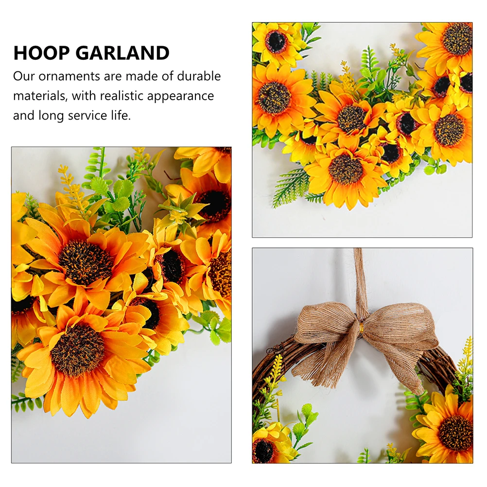 

30Cm Artificial Sunflower Door Decor Wall Hanging Wreath For Holiday Party Decoration Festive Floral Garland Indoor Outdoor Use