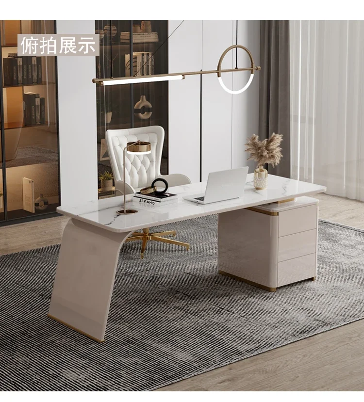 

Light Luxury Stone Plate Desk Modern Minimalist Office Computer Desk Home Writing Marble