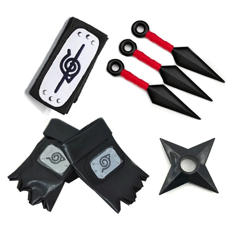 Anime Hatake Kakashi Cosplay Handschuhe Maske Stirnband Anime Zubehör Kunai Spielzeug Actionfigur Handschuhe Stirnband Uchiha Set Geschenk – Detail 10