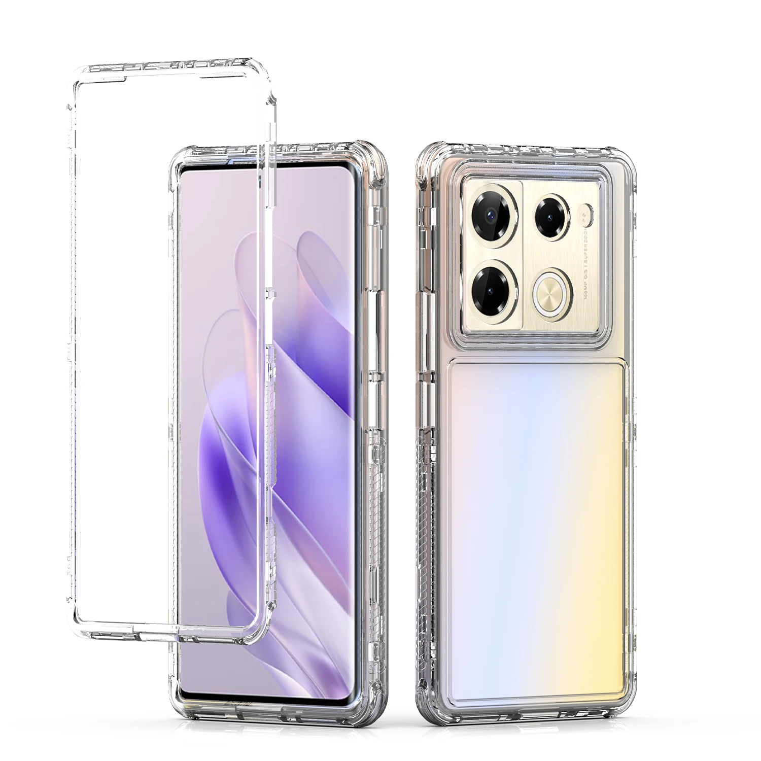 3 in 1 Hybrid Armor Shockproof Case For Infinix Note 40Pro Plus GT 20 Pro Hard Plastic Frame Transparent TPU Back Cover Fundas