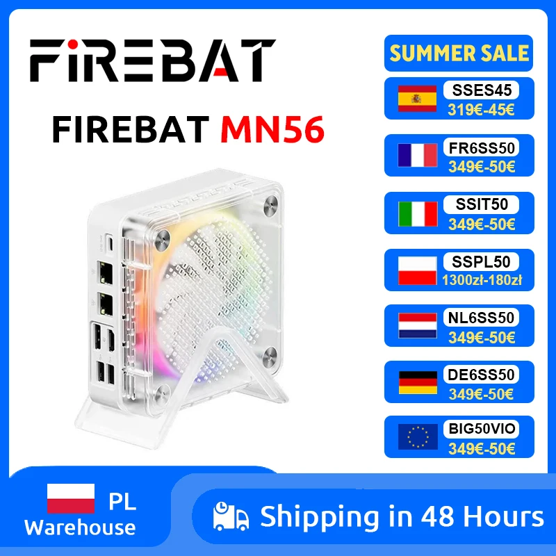 FIREBAT MN56 MINI PC Windows 11 AMD R7-8745HS DDR5 16GB + 512GB SSD/AMD R7 H255 LPDDR5 24GB + 1TB SSD Ordenador de Escritorio de 8 Núcleos BT 5.2 Wi-Fi 6 HDMI Tipo-C USB