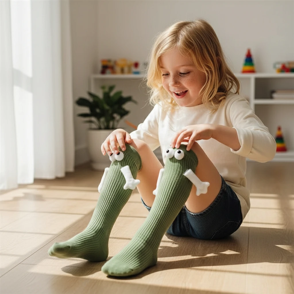 

Магнитные носки для детей, милый дизайн для рук, мягкие хлопковые носки до середины икры, идеально подходящие для фотографий малышей