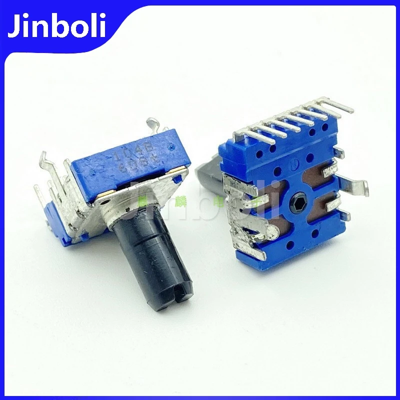 1PCS RK14 Type Dual B100K Vertical Power Amplifier Mixer Volume Balance Potentiometer Single Row 7Pins D Shaft Length 13mm