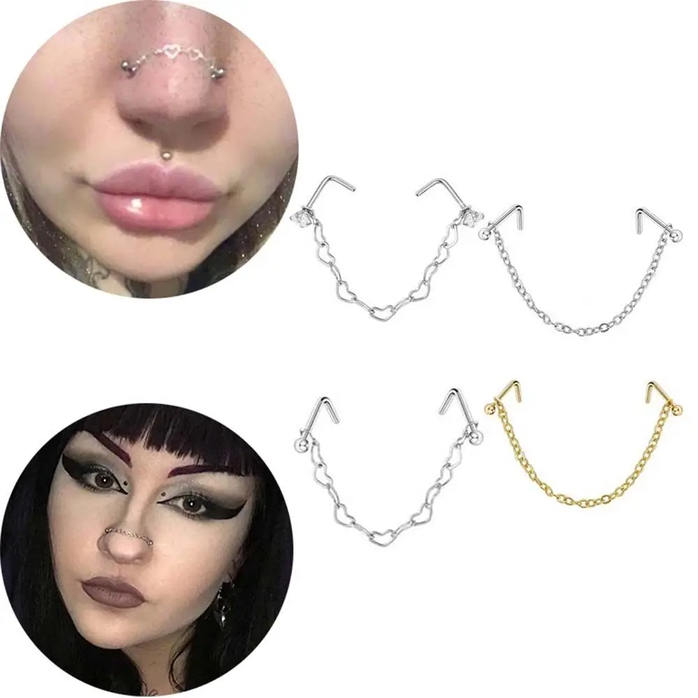 Подарки, стразы, шарик в ноздре, серьги из нержавеющей стали, пирсинг, кольцо для пирсинга носа, кольца-гвоздики для носа, перегородка, двойная цепочка в носу