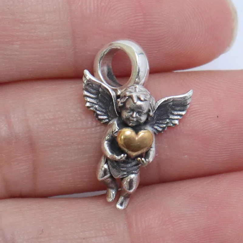 3g 3D Cupid St Valentine Angel Love Charm Heart Pendant Customized 925 SOLID STERLING Silver High Trendy