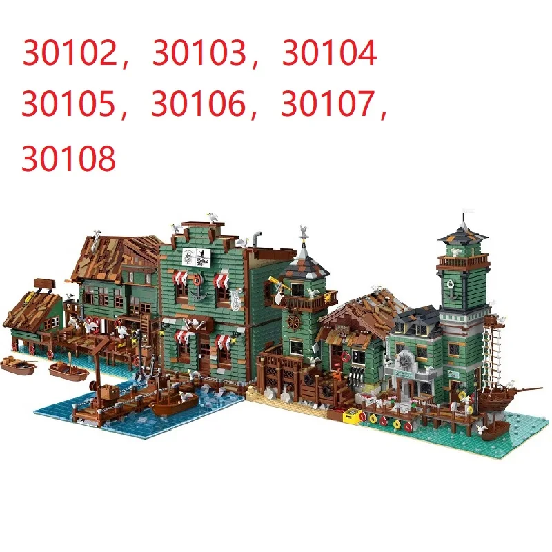 

Конструктор Moc серии рыбаков, гавани, таверны, корабля, строительные блоки, строительные блоки, капитаны, причалы, детские игрушки