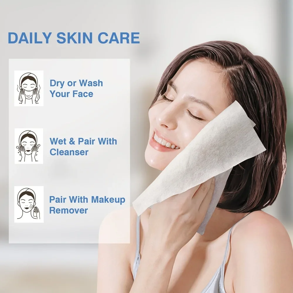 150 عدد مناشف الوجه القابلة للتحلل الحيوي للاستعمال مرة واحدة، مناشف تنظيف ناعمة، إزالة مكياج البشرة الحساسة، السفر، رعاية الحيوانات الأليفة المنزلية