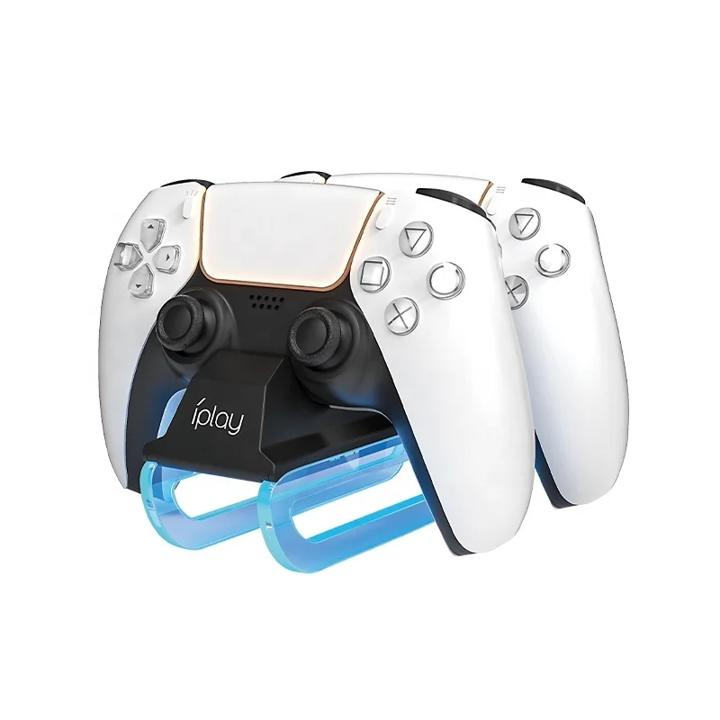 Supporto di ricarica per controller PS5 DualSense Edge, docking station per sostituzione Playstation 5 con luce LED blu
