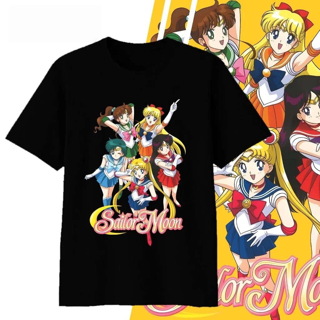 Camiseta de algodón con estampado de Anime Sailor Moon, ropa Harajuku de verano para hombres y mujeres, camiseta informal de moda para la calle, regalos para fanáticos