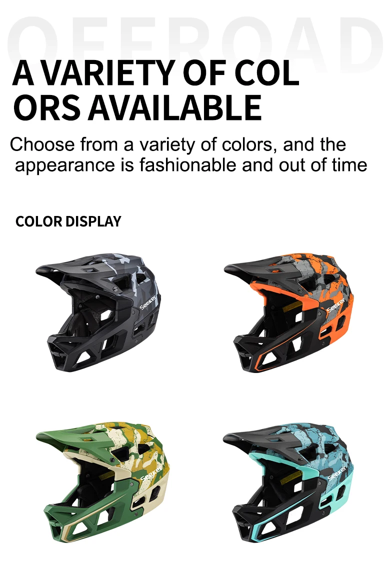 Seeker Mountainbike Tarnmuster Offroad Vollvisierhelm Leichtgewicht Outdoor Downhill Fahrrad Sicherheitsausrüstung – Detail 10