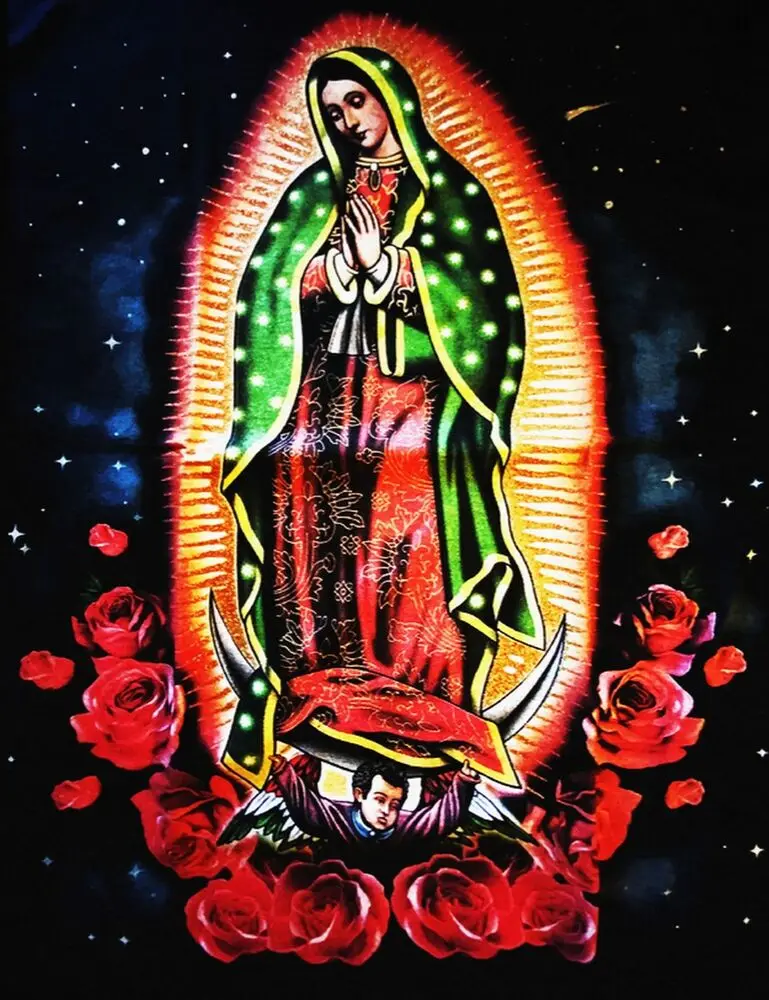 Virgen Mary Guadalupe Rose Mens T-Shirt