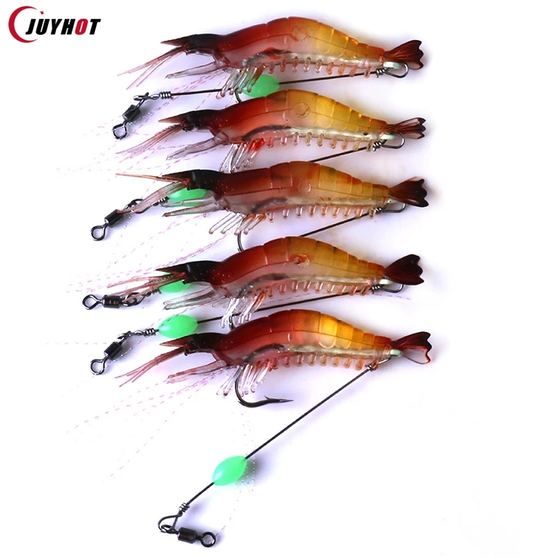 8cm Luminous Plastic Simulation Soft Shrimp Fake Lure Faux Bait Fishing Tackle Fake Lure Faux Bait 1# 2# 3# 4# 5# 6#