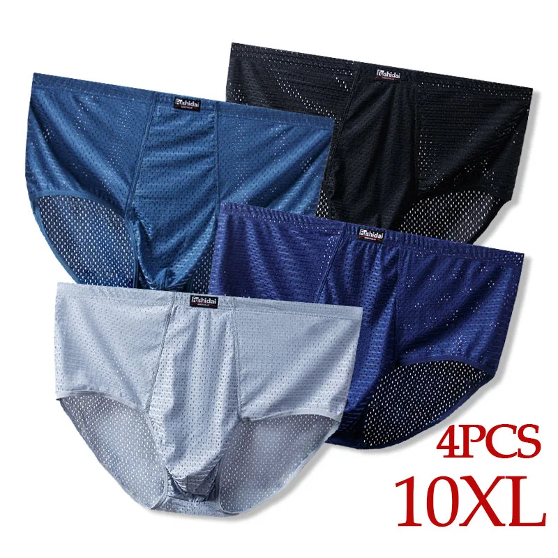 10XL-3XL 4PCS/lot Mesh Mens Briefs Sexy Briefs for Men Panties Mens Briefs Underwear Man Light Soft Durable In Middle Breathable