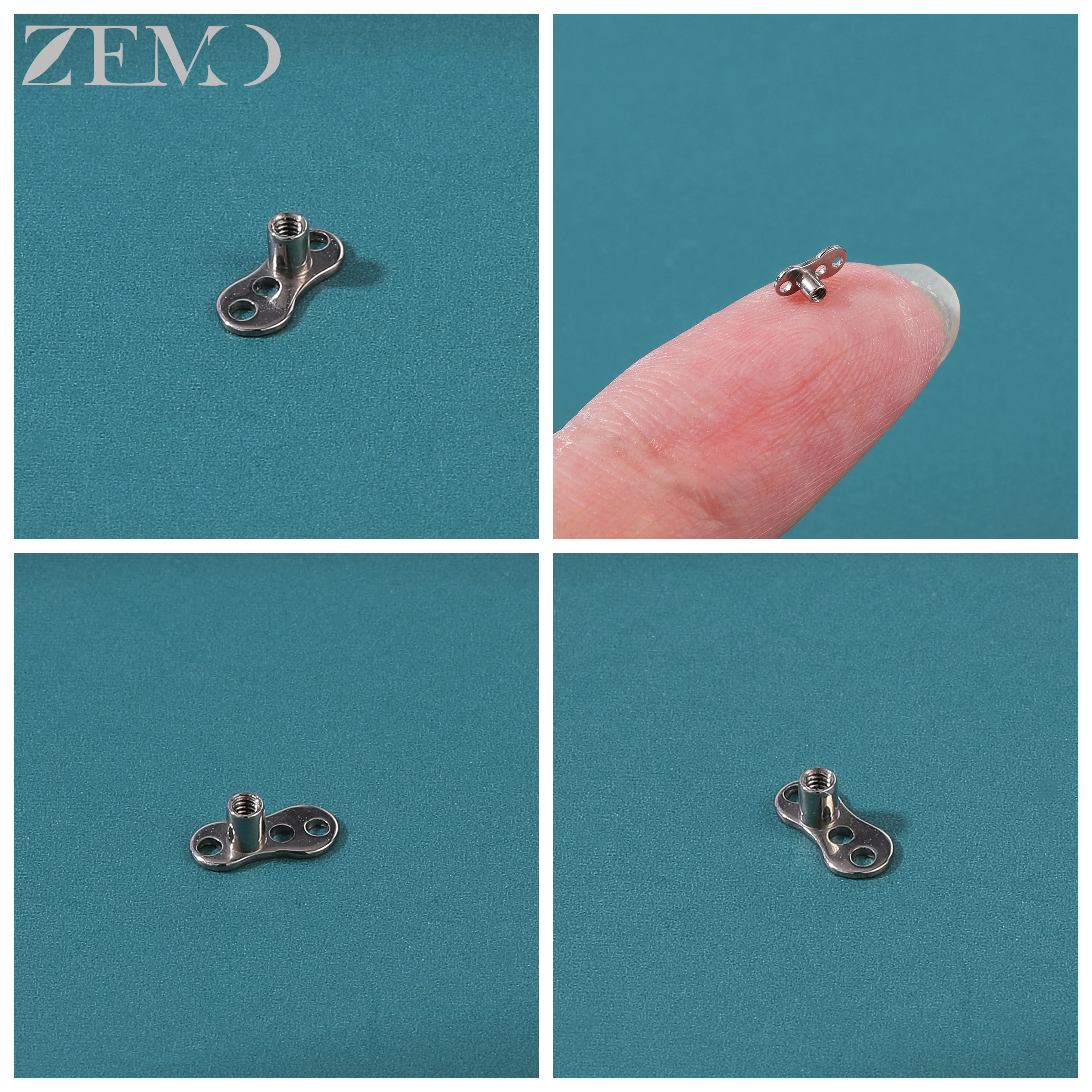 ZEMO 1 PC 16G Edelstahl Dermal Anchor Tops Frauen Männer CZ Kristall Micro Dermal Piercing 2 Farbe Haut Taucher Piercings Schmuck – Detail 4