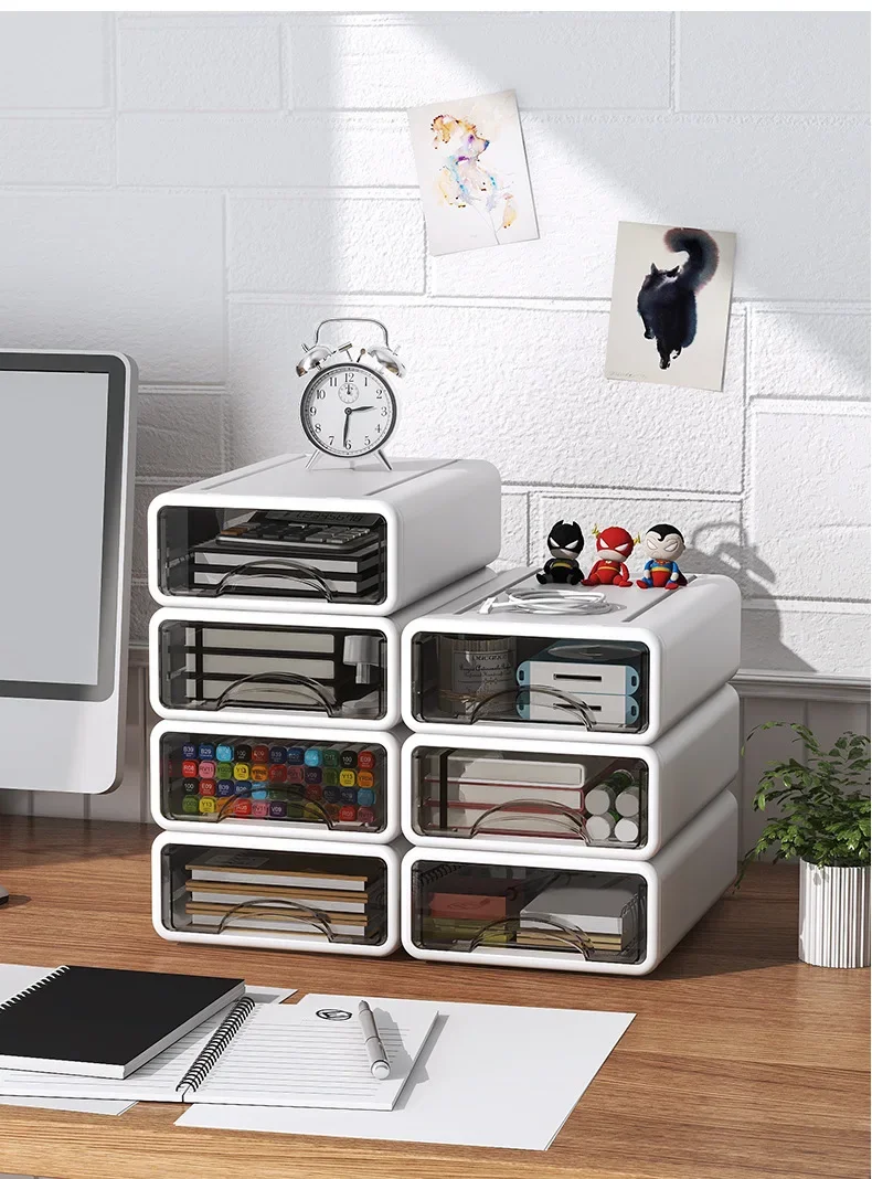 Plastic Box Desktop Organizer Drawer Makeup Storage Box Stackable Jewelry Container Large Mask Office Storage Medicine Dustproof