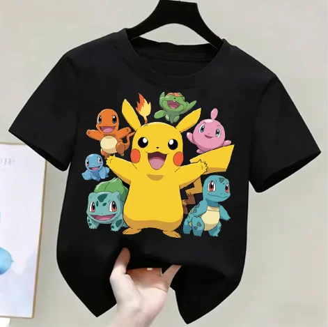 Pokémon anime summer T-shirts for boys and girls, cotton casual loose short sleeve tops for women,Y2K style couple matching tees