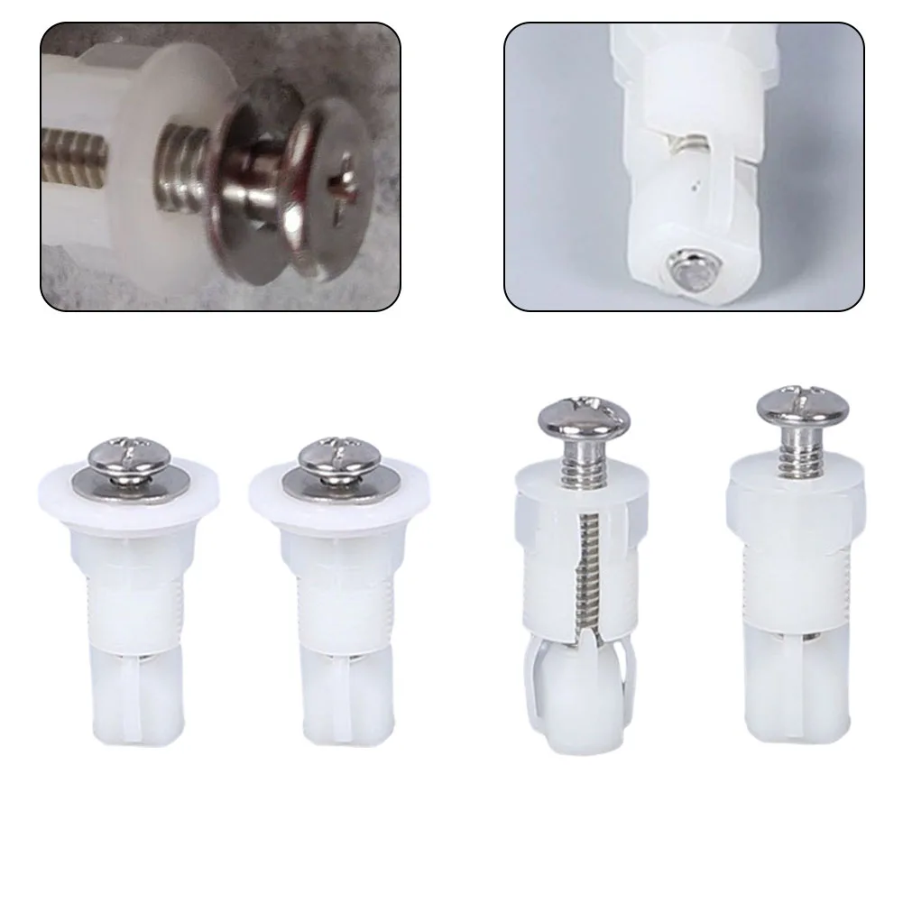 2pcs Toilet Lid Fixing Bolt Stainless Steel Nylon Expansion Screw Nut Toilet Cover Screw Toilet Top Fix Toilet Seat Screws