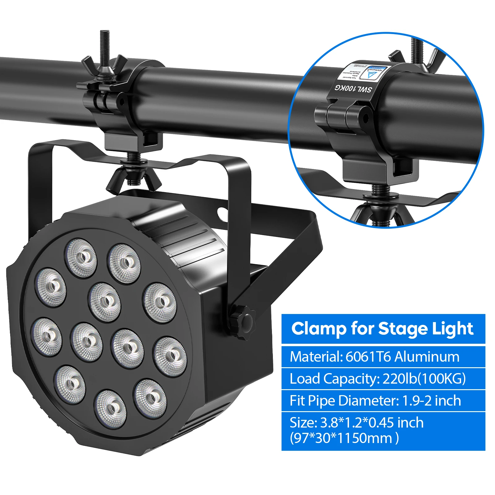 Yiflamefly 10Pcs Black Truss Clamps Heavy Duty Light Hook Stage Lighting Hanging Hooks For String Lights Projector Par Lights