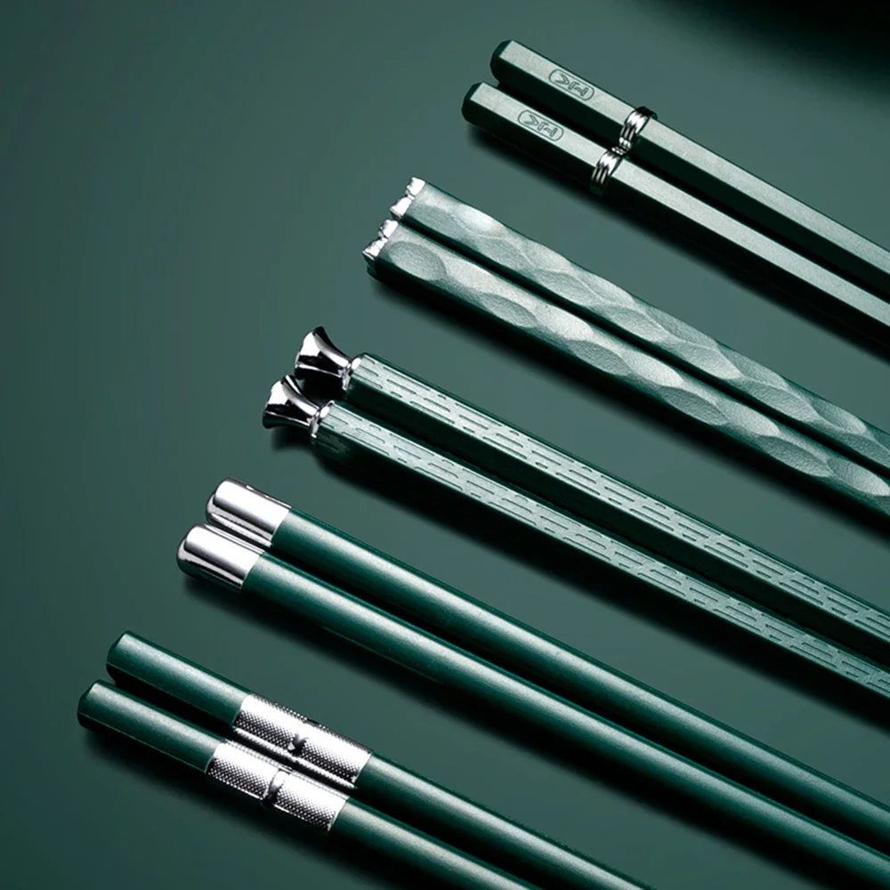 5 Pairs Korean Cooking Chopsticks Set Japanese Chopsticks Reusable Chinese For Eating Metal Stainless Steel Alloy Sushi Sticks