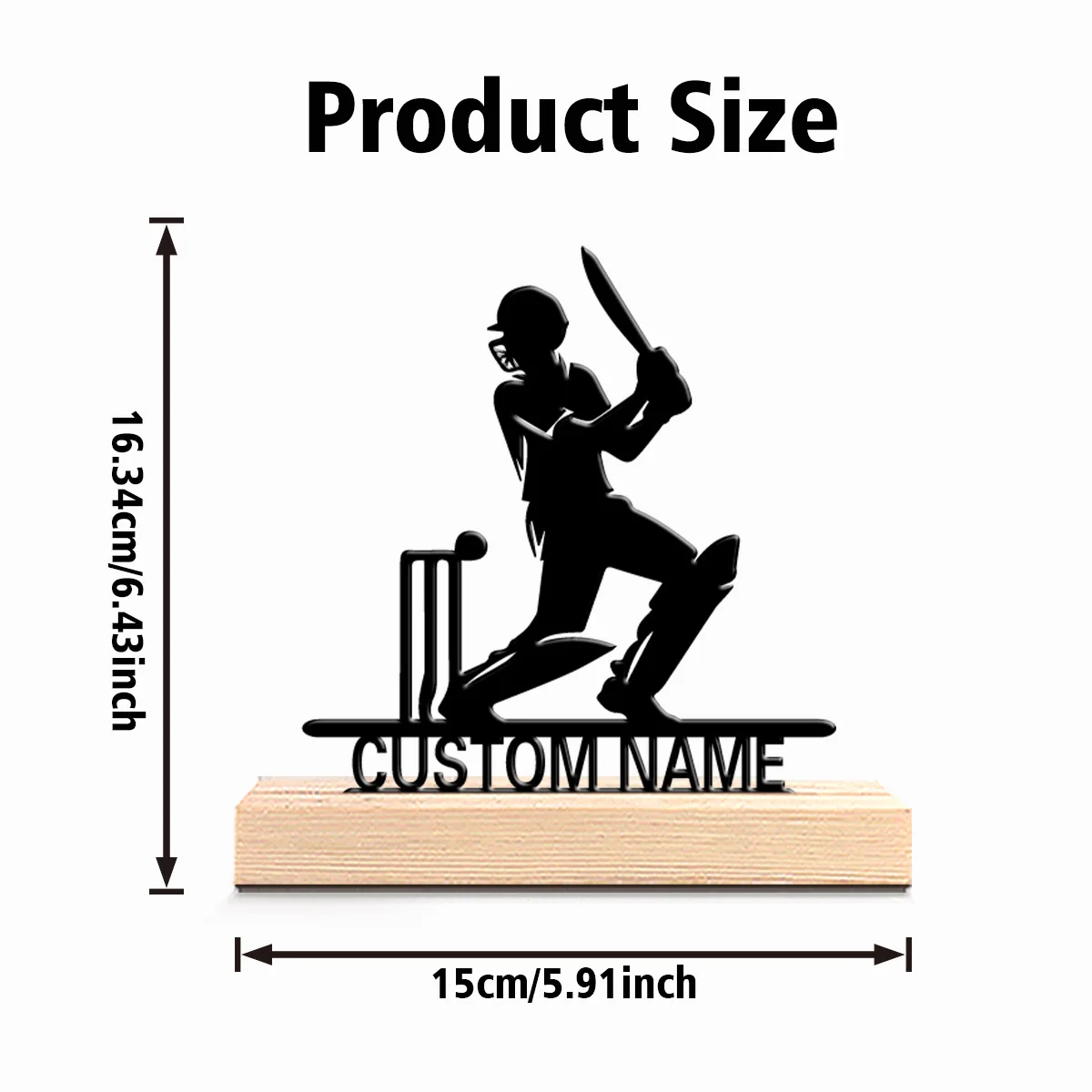 1pc New Design Personalized Custom Baseball Metal Statues Nature-Inspired Wooden Base Decor for Office Living Room Zen Calm
