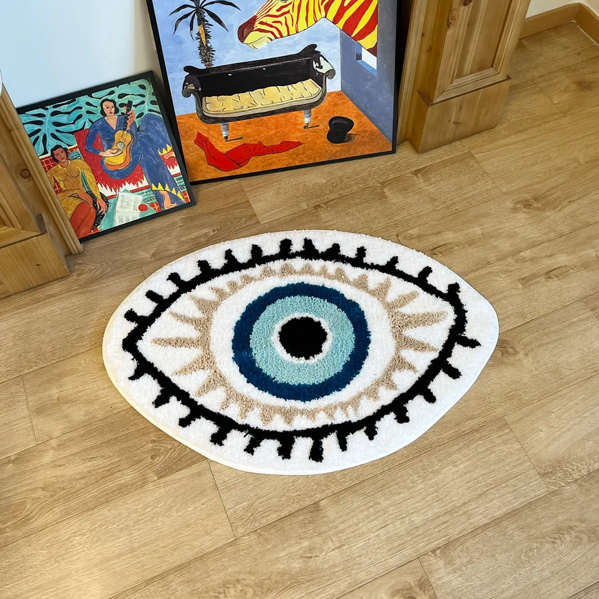 AGILESTAR Halloween Tuted Evil Eye Rug Bohemian Eye Shaped Area Mat Non Slip Soft Floor Carpet for Bedroom Living Room Home Deco
