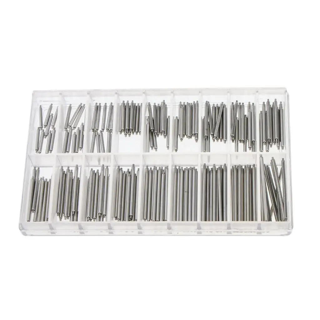 Watch Band Spring Bars Silver Stainless Steel Strap Link Pins Assortment for Watch Repair and Shortening Bracelets