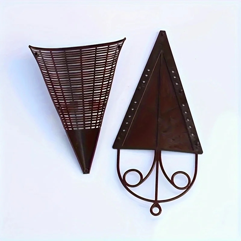 2Pcs Creative Simulation Fan Hanging Vase, Triangle Wall Art Flower Basket, Indoor Wall Hanging Flower Pot Holder Decor