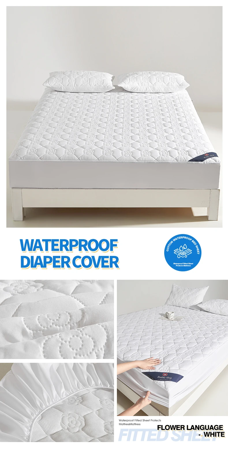 Wasserdichtes Atmungsaktives Gestepptes Spannbettlaken Tiefe Taschen Matratzenschoner Weiche Mikrofaser Elastisch Rutschfest Einzel Doppel Queen King Bett – Detail 22